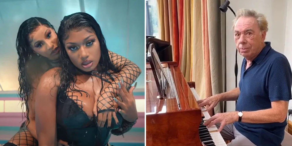Ein ungewöhnliches Trio, aber TikTok macht's möglich: Die Rap-Stars <strong>Cardi B.</strong> und <strong>Meghan Thee Stallion</strong> mit Muscial-Gigant <strong>Andrew Lloyd Webber</strong>. 