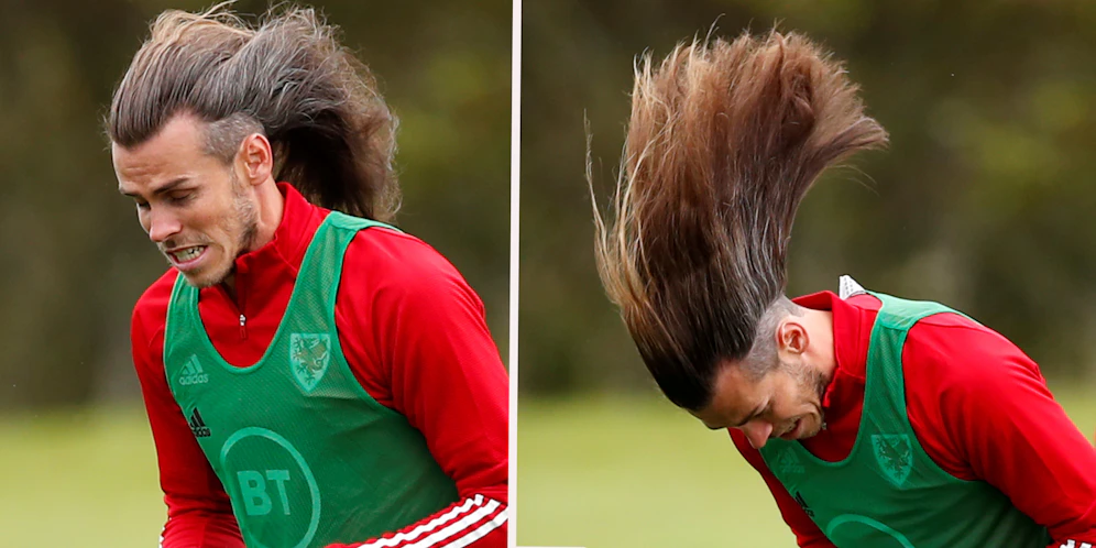 Gareth Bale präsentiert seine Mähne.