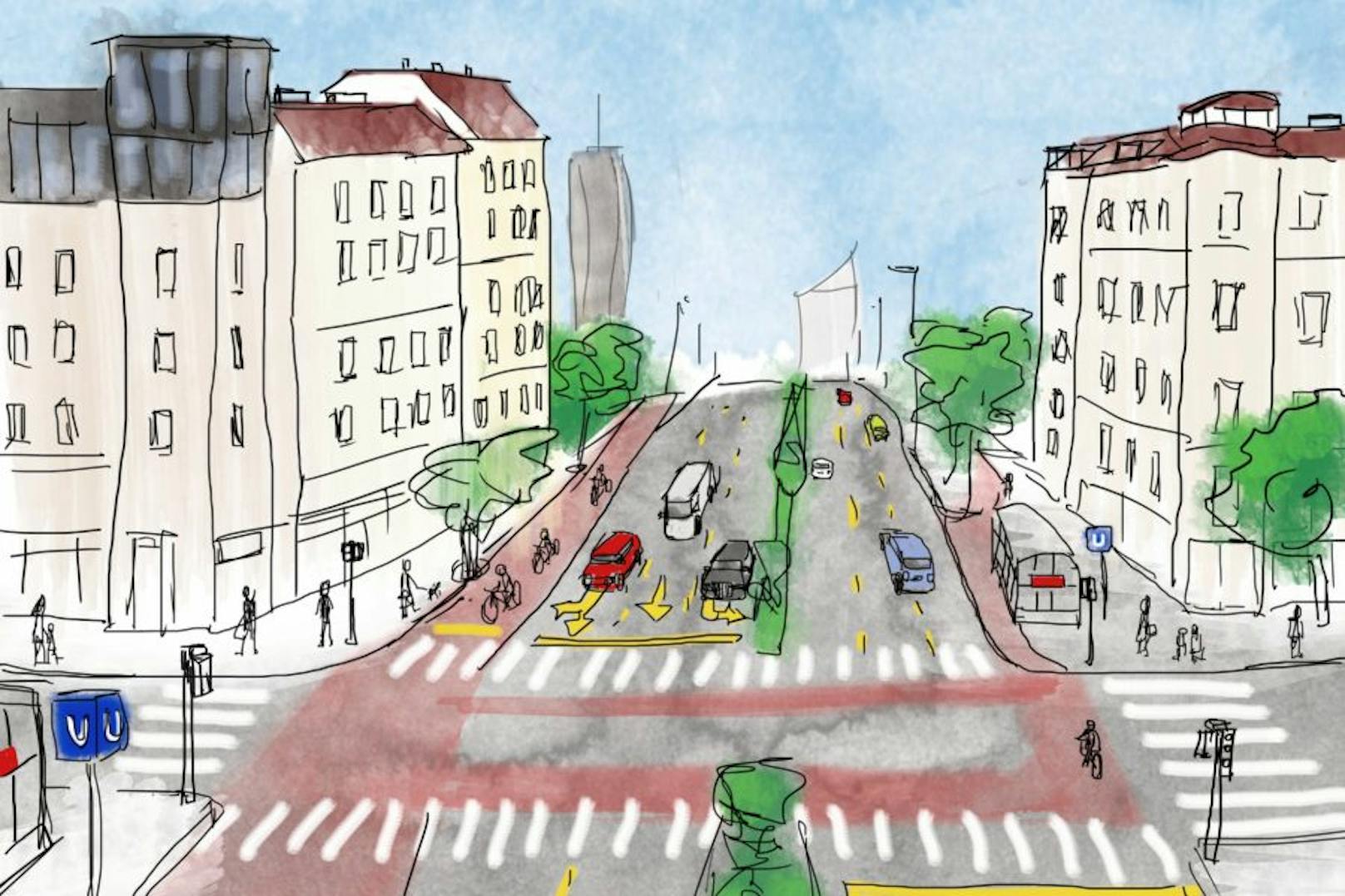 lassallestraße radweg zeichnung