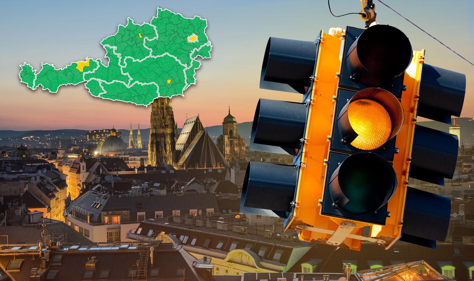 Die Corona-Ampel steht in Wien auf Gelb. Noch, denn am Mittwoch wird sie wie vielerorts auf Orange wechseln.