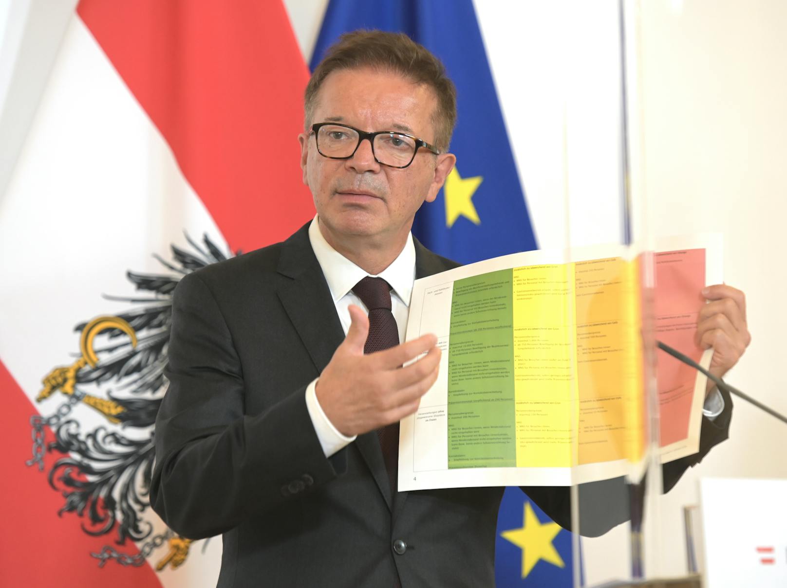 Gesundheitsminister Rudolf Anschober (Grüne) bei der Präsentation der Corona-Ampel" am 4. September 2020