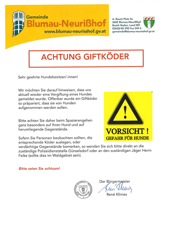 Die gesamte Warnung der Gemeinde