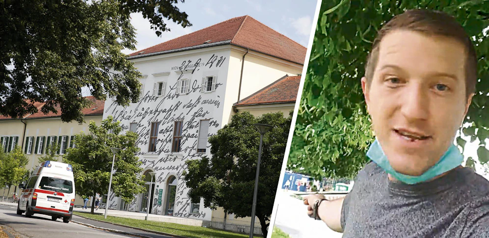 Der Steirer Horst G. (r)&nbsp; postete ein Wut-Video vor dem Spital.