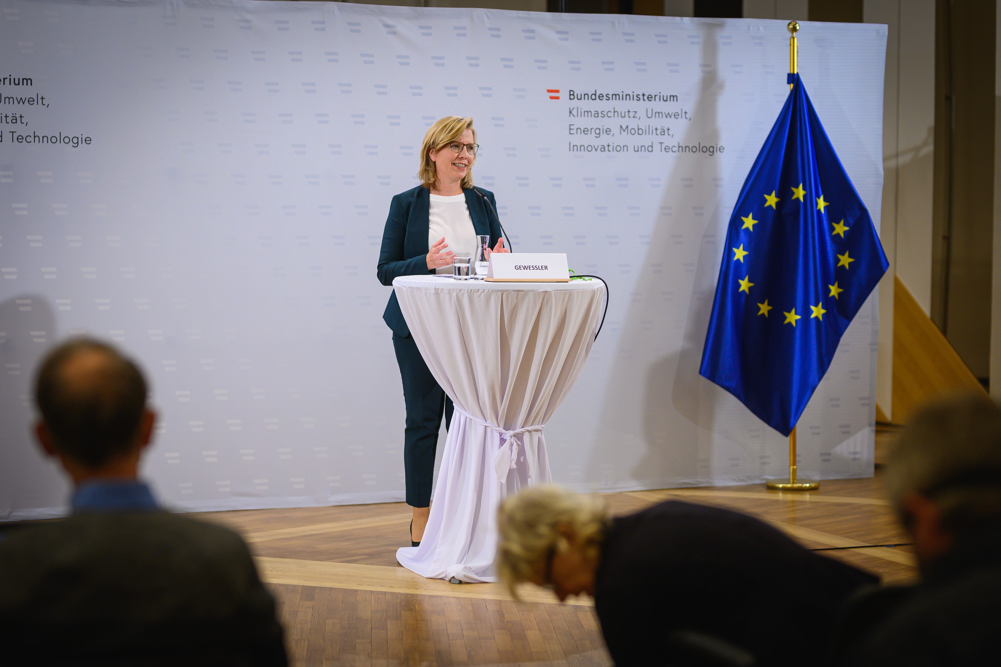 Die grüne Umweltministerin Leonore Gewessler bei der Präsentation des 3-Punkte-Plans.