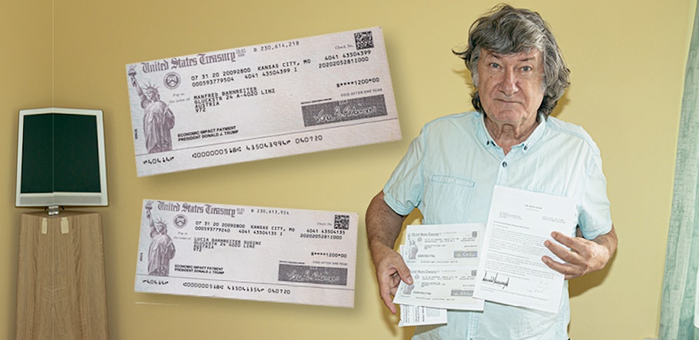 Manfred Barnreiter erhielt aus den USA einen 1.200 Dollar-Scheck von Präsident Donald Trump.