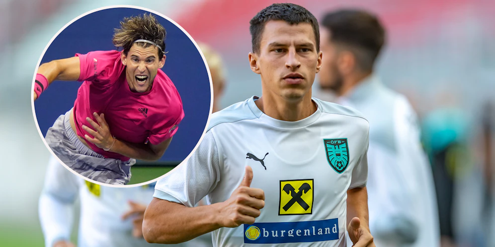 Stefan Lainer und Dominic Thiem kämpfen zeitgleich um den Sieg.