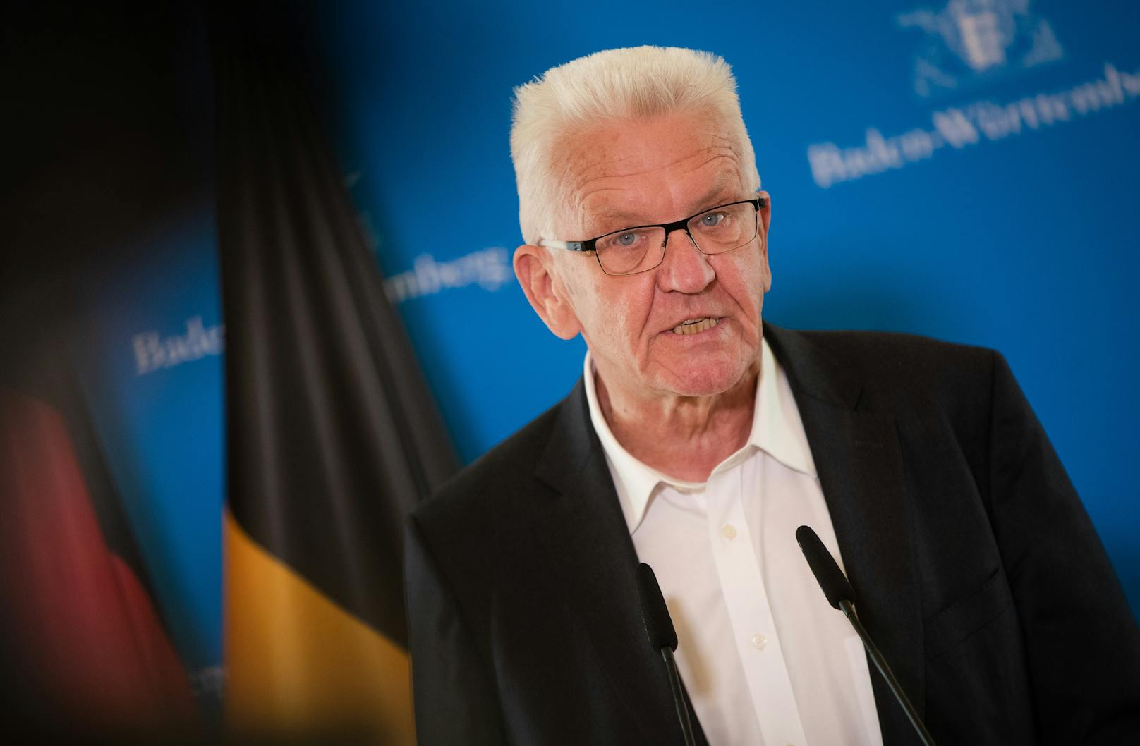 Winfried Kretschmann bei einer Pressekonferenz am 27. August 2020