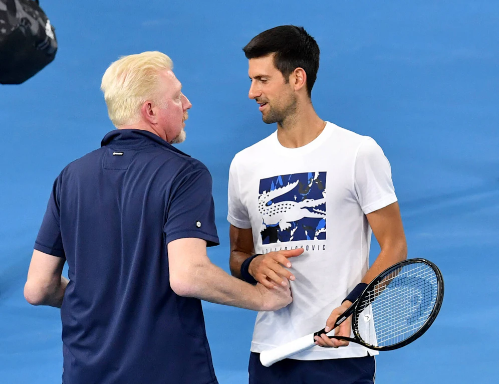 Boris Becker im Gespräch mit Ex-Schützling Novak Djokovic.