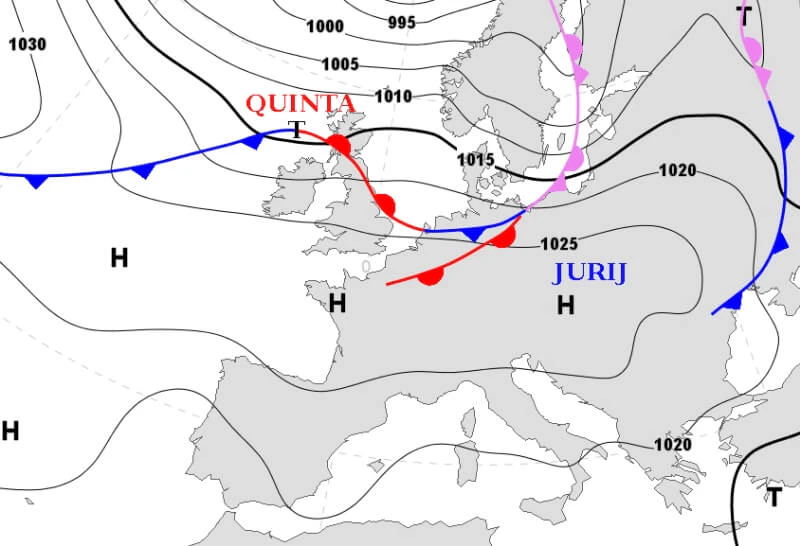 Bodenwetterkarte am Dienstag.