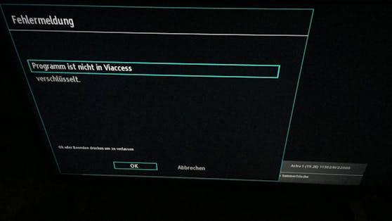 The current error message on televisions