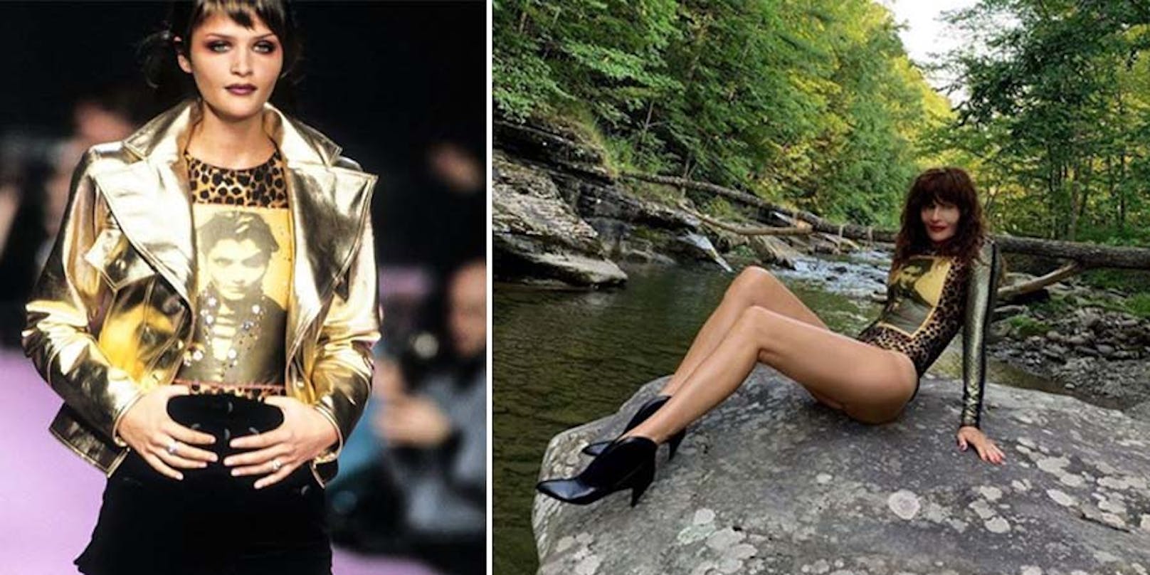 Nach 30 Jahren schlüpft <strong>Helena Christensen</strong> wieder in einen Lacroix-Body: "Sehr dehnbarer Stoff", scherzt das Supermodel auf Instagram.
