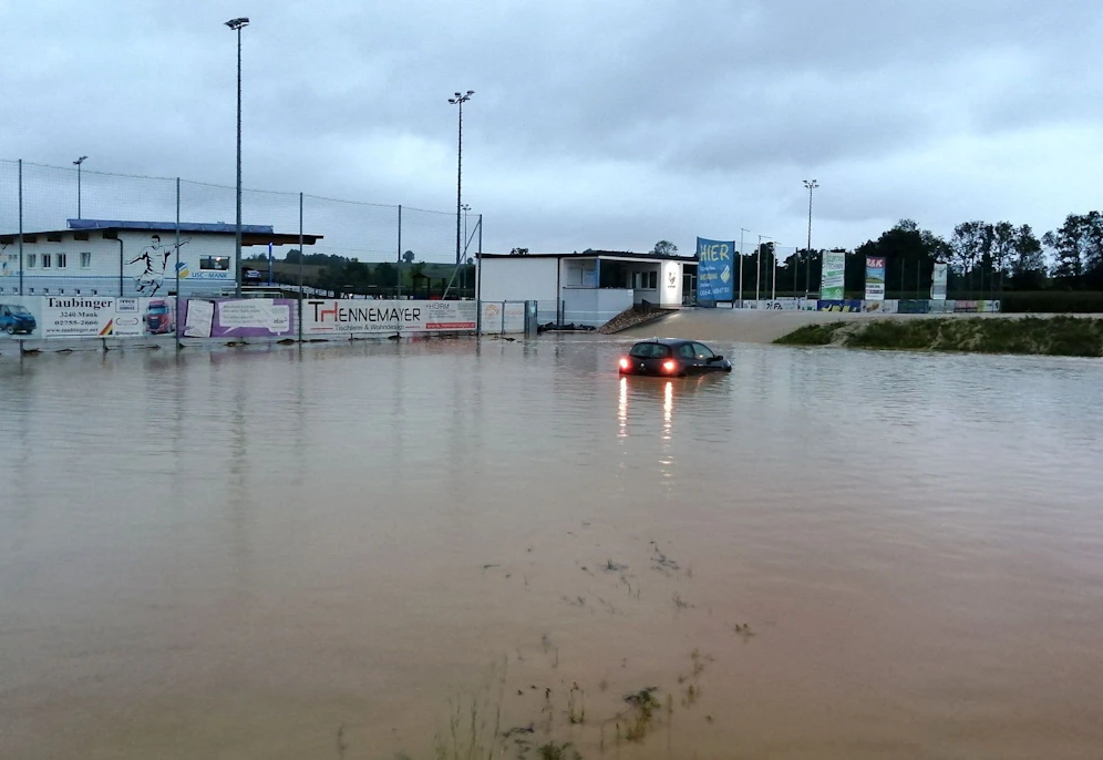 Überflutungen nach einem Unwetter in Mank 2020. Archivbild