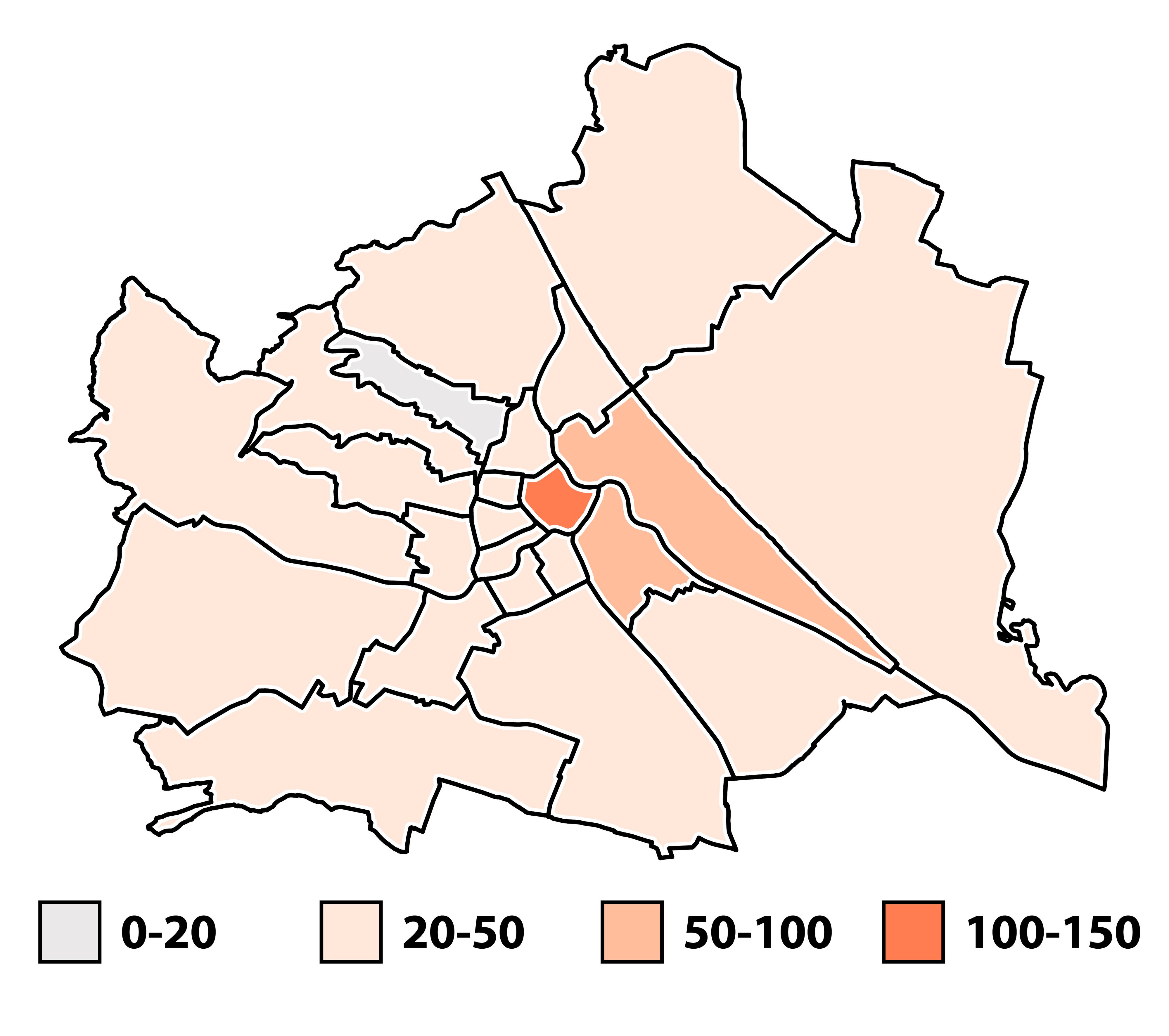Die aktuelle 7-Tages-Inzidenz-Karte für Wien (16. Juli 2021)