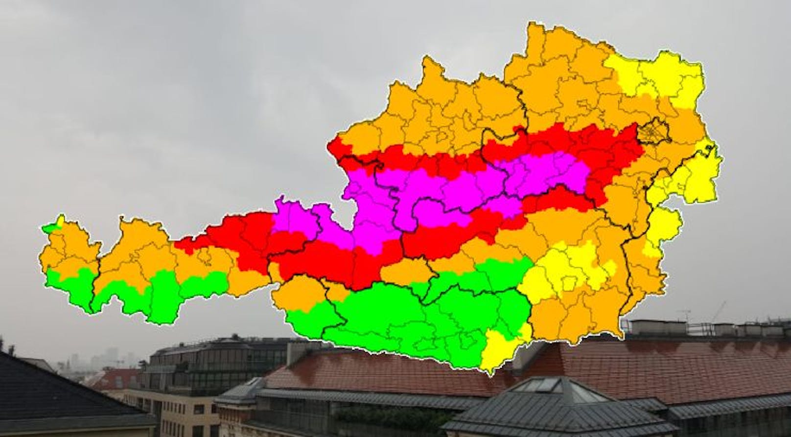 Höchste Wetter-Warnstufe in Österreich.