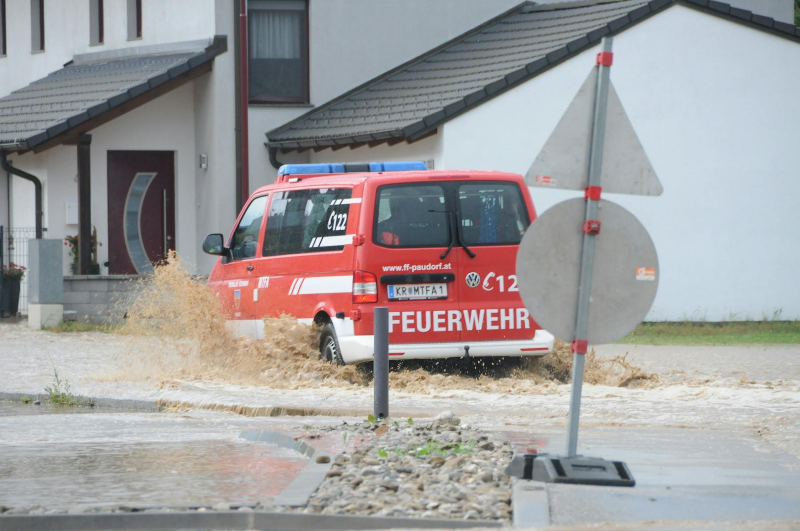 Ortschaften im Raum Krems geflutet