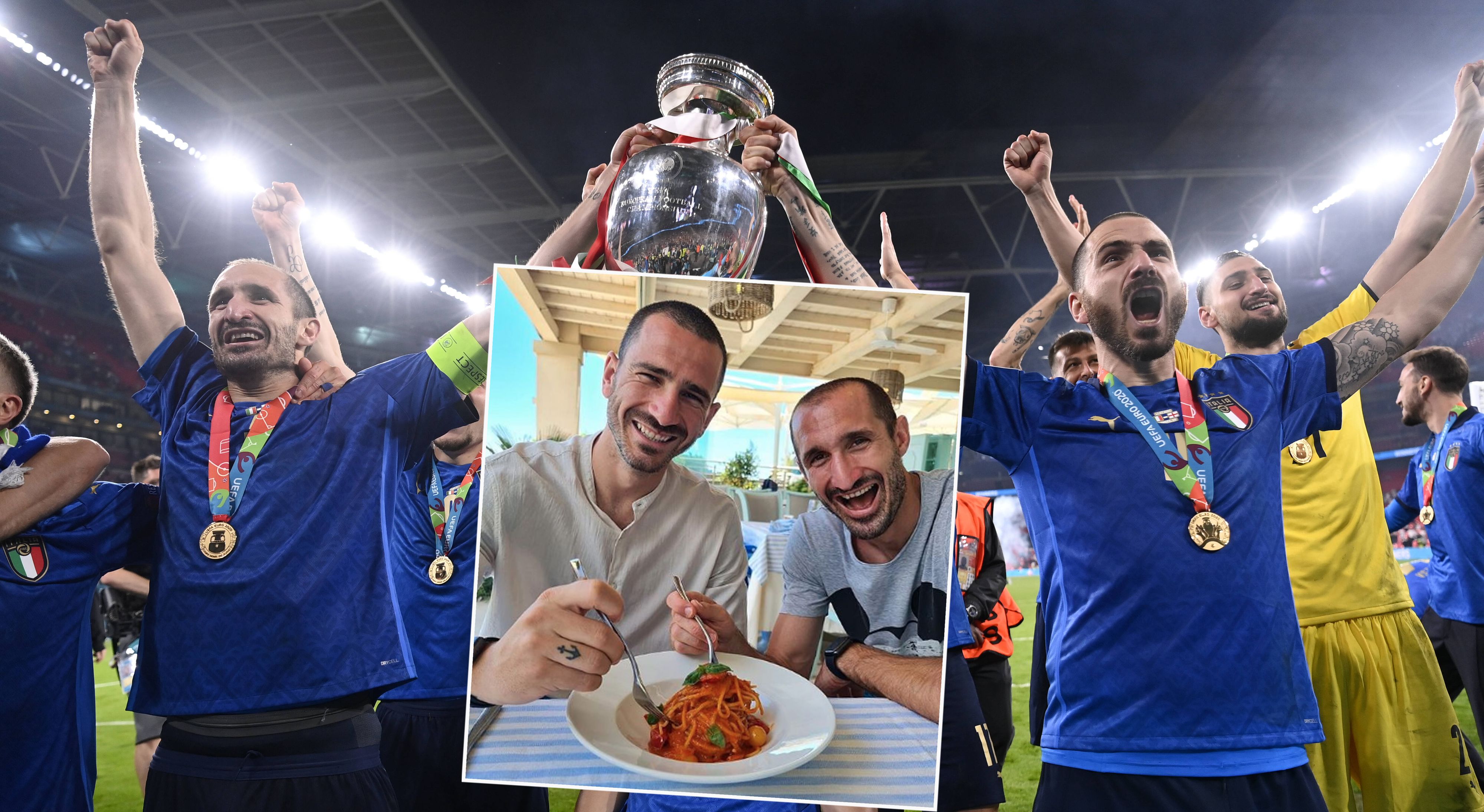 Bonucci und Chiellini mit Pasta-Posting