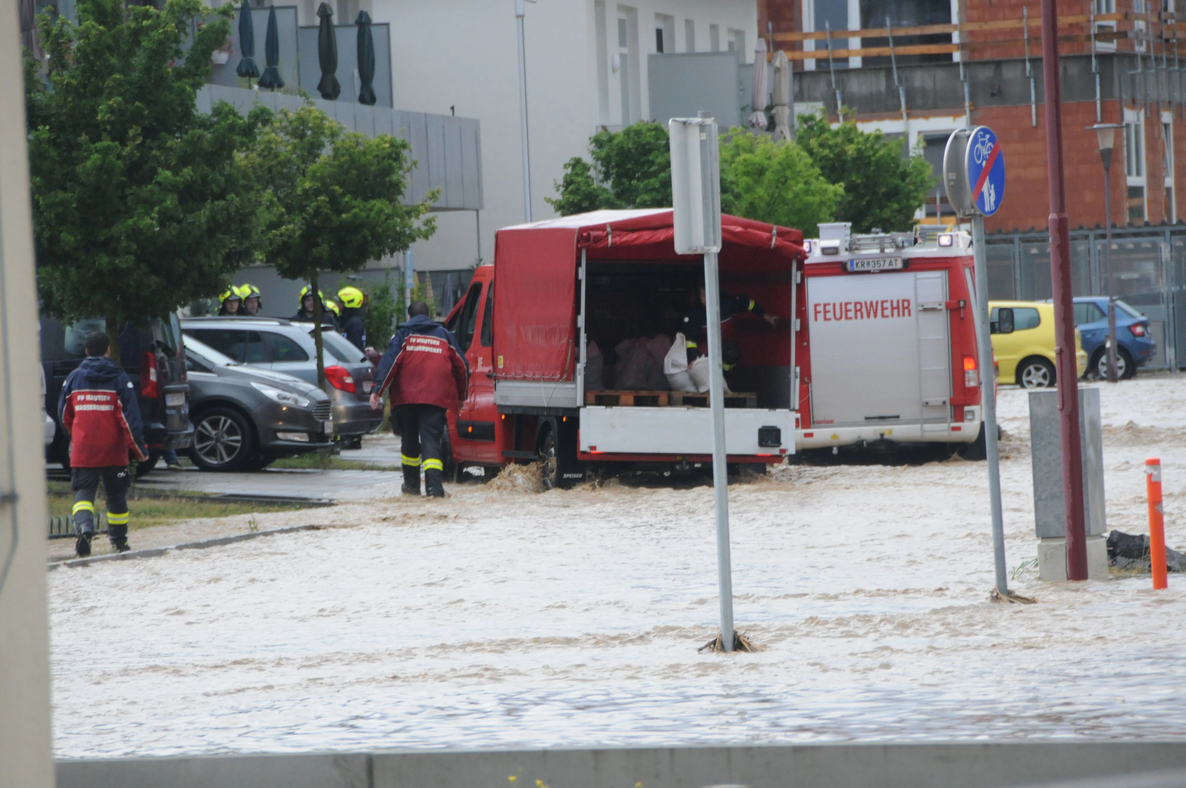 Ortschaften im Raum Krems geflutet