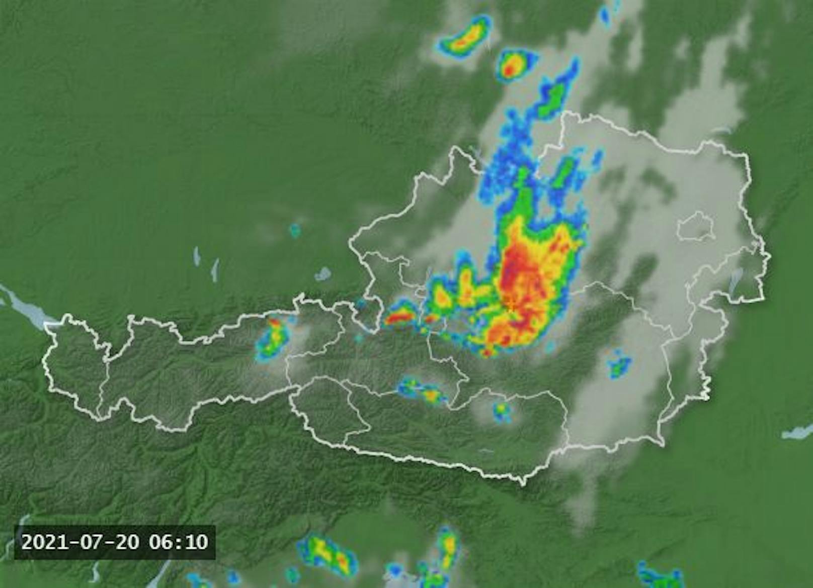 So zog das Unwetter Dienstagfrüh (20. Juli 2021) über Oberösterreich.