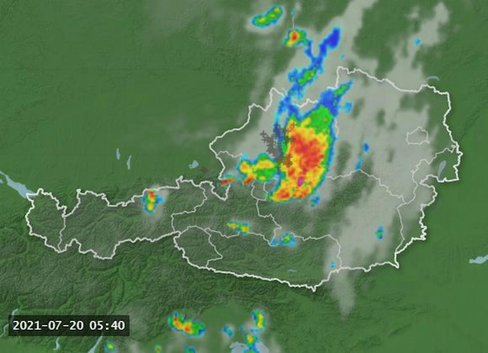 So zog das Unwetter Dienstagfrüh (20. Juli 2021) über Oberösterreich.