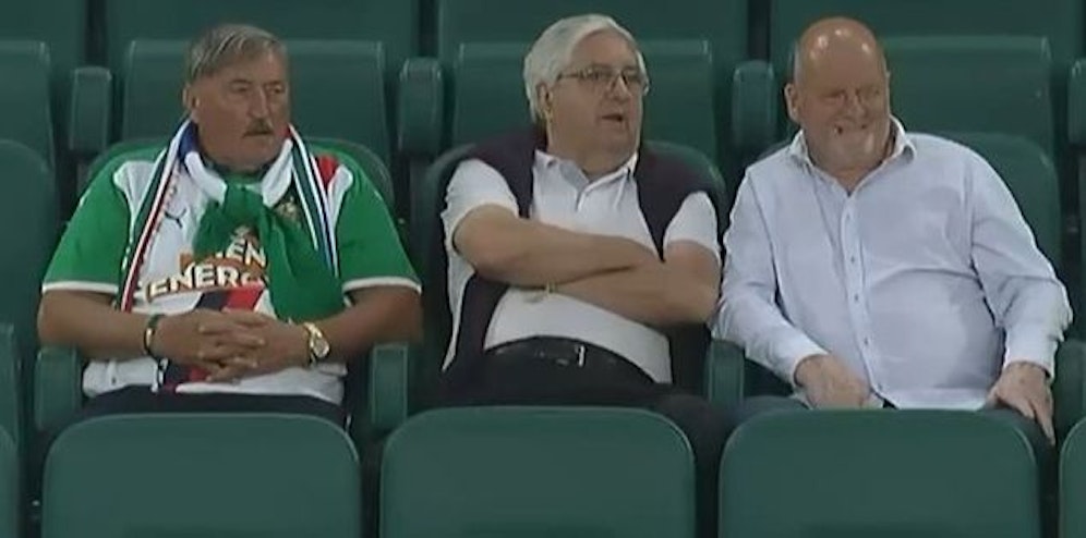 Antonin Panenka (l.) auf der Rapid-Tribüne