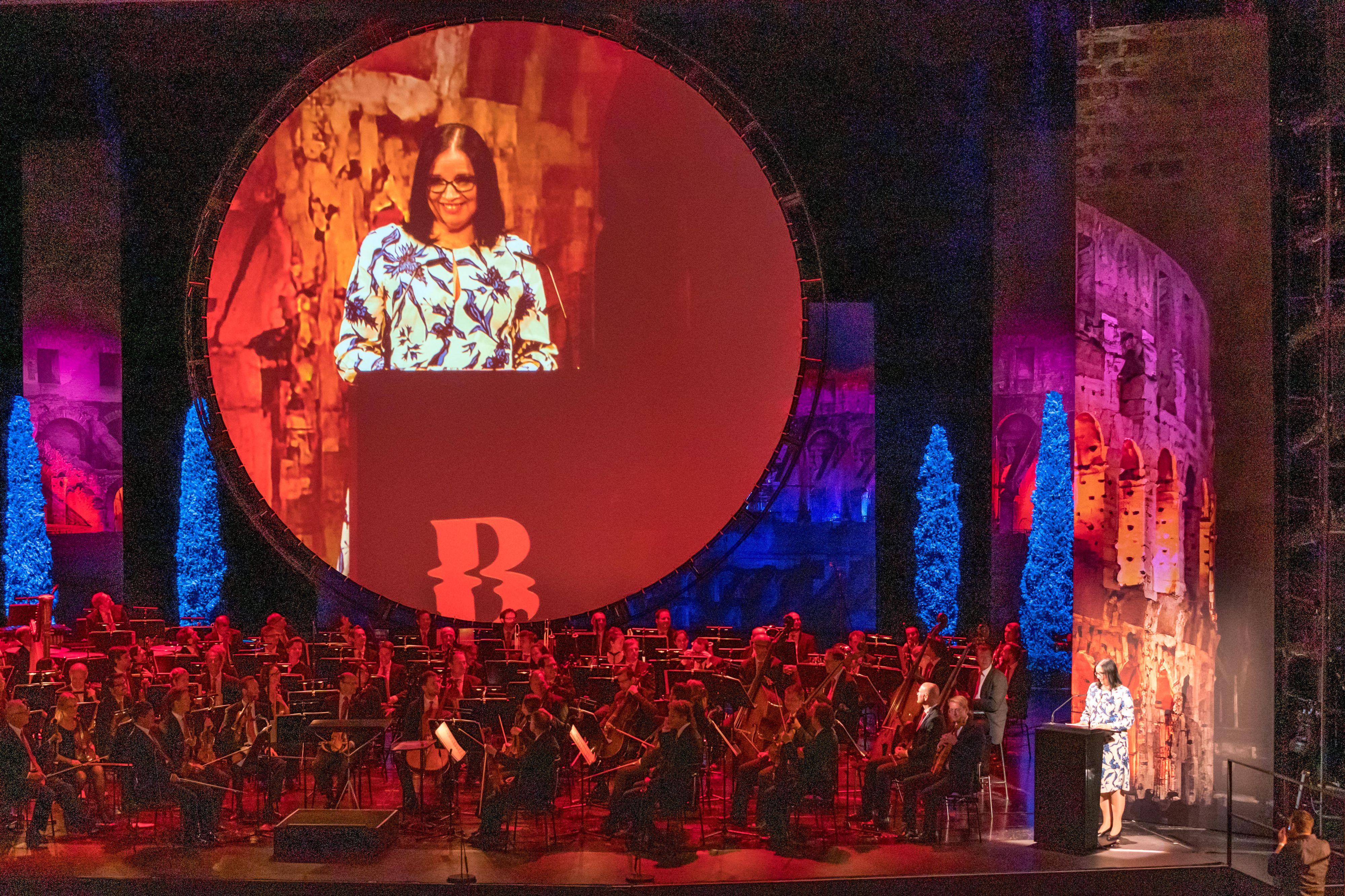 Kulturstaatssekretärin Andrea Mayer (Grüne) im Rahmen der Eröffnung der 75. Bregenzer Festspiele&nbsp;