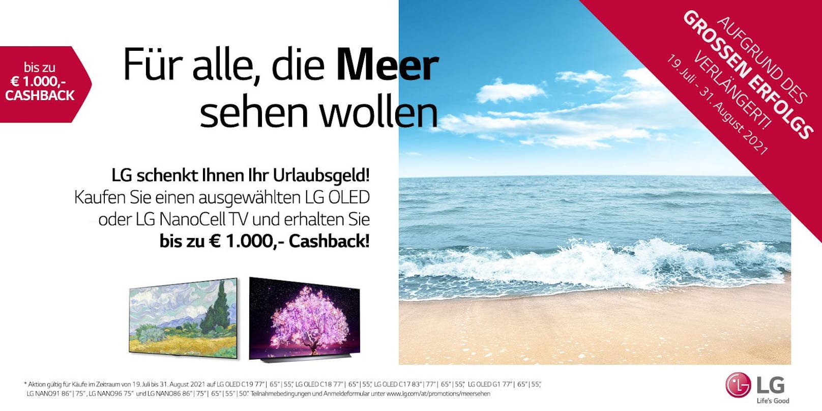  LG Electronics erstattet bis zu 1.000 Euro auf ausgewählte LG OLED und LG NanoCell TVs.