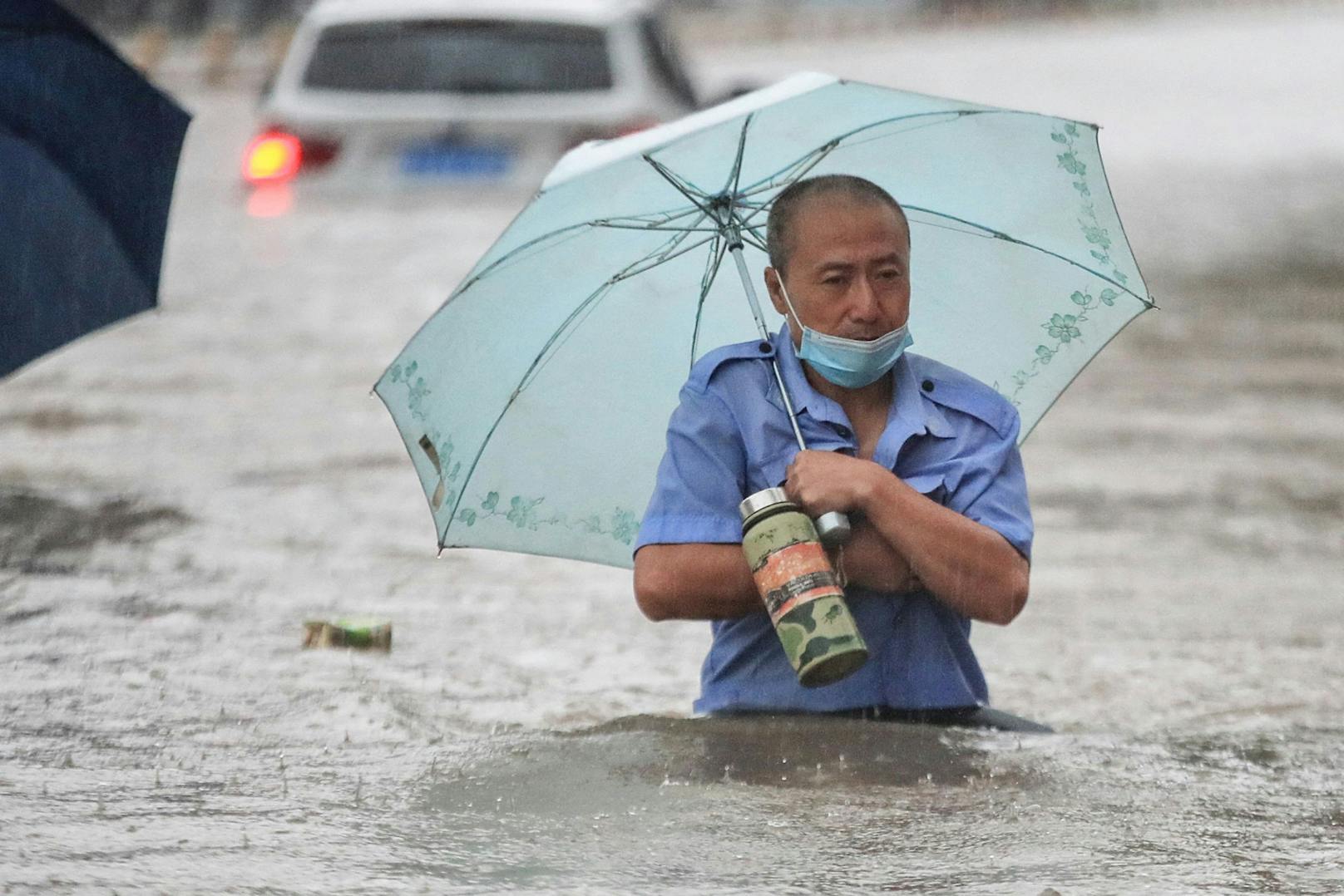 Schwere Unwetter führten in Zhengzhou zu massiven Überschwemmungen (20. Juli 2021).