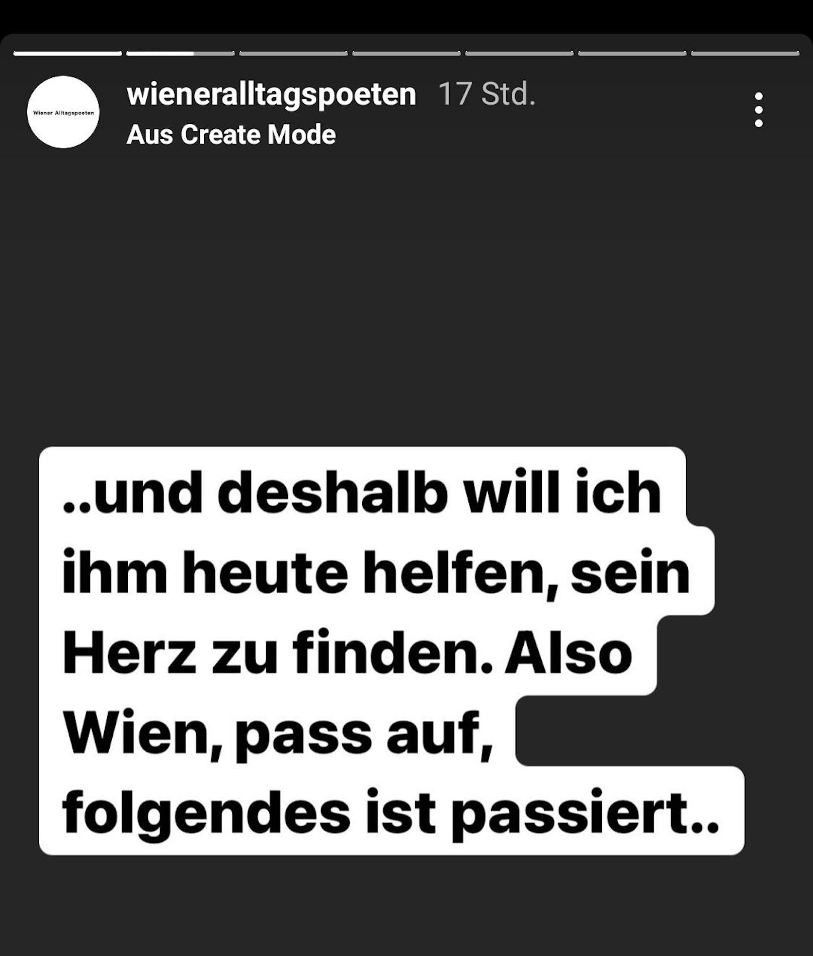 Der Account "Wiener Alltagspoeten" startete auf Instagram einen Aufruf.