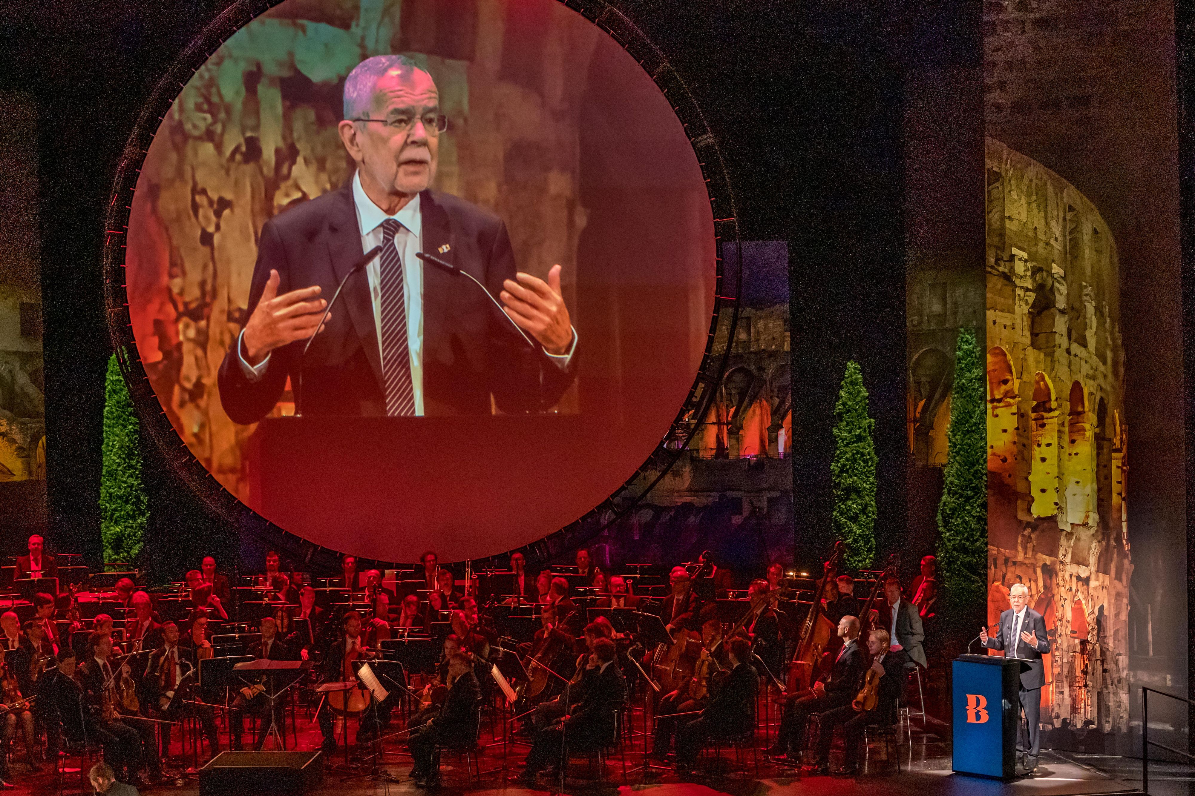 Bundespräsident Alexander Van der Bellen im Rahmen der Eröffnung der 75. Bregenzer Festspiele am Mittwoch, 21. Juli 2021, im Festspielhaus in Bregenz.