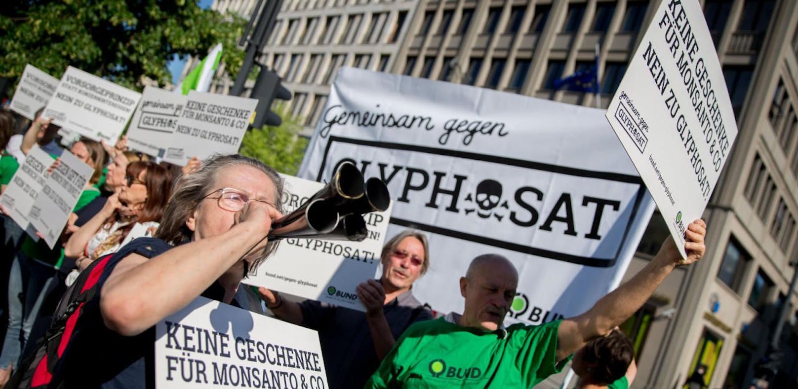 Glyphosat-Gegner bei einer Demonstration in Berlin am 6. Juni 2016. 
