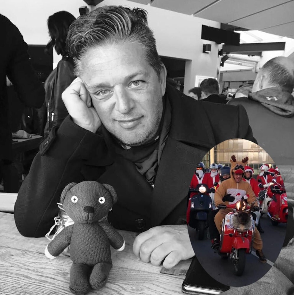Gernot Pajman (52) ist als Vespa-fahrendes Rentier Rudolf für krebskranke Kinder unterwegs. 