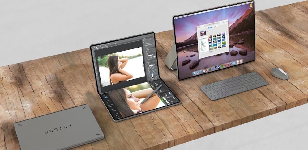 Falt-iPad: geschlossen, halb geöffnet, voll entfaltet (Foto: 9to5mac.com) 