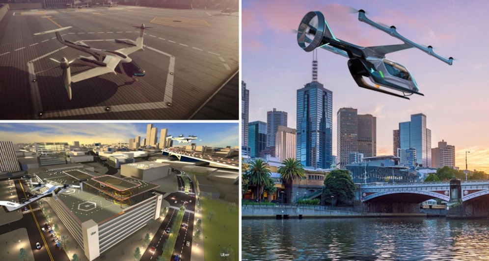 Noch eine Montage: ein Flugtaxi im australischen Melbourne. 