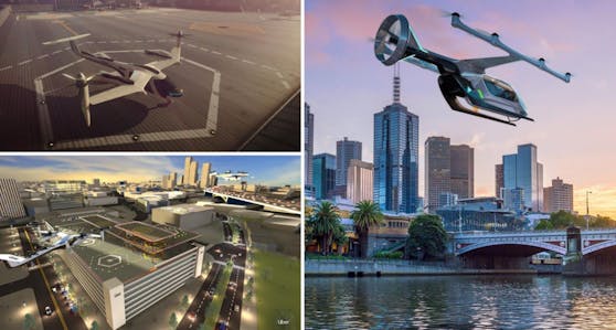 Noch eine Montage: ein Flugtaxi im australischen Melbourne.