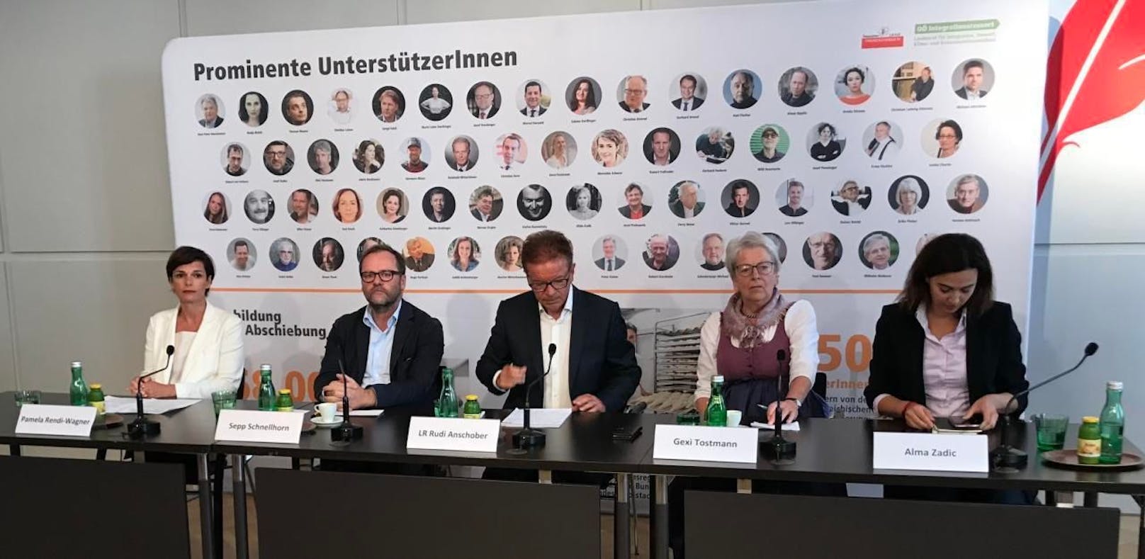 Von links: Pamela Rendi Wagner (SPÖ), Sepp Schellhorn (Neos), Rudi Anschober (die Grünen), Gexi Tostmann (Unternehmerin), Alma Zadic (Liste Pilz)