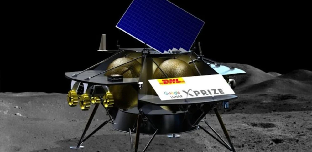 Mit solchen Landefähren werden die Behälter zum Mond transportiert.