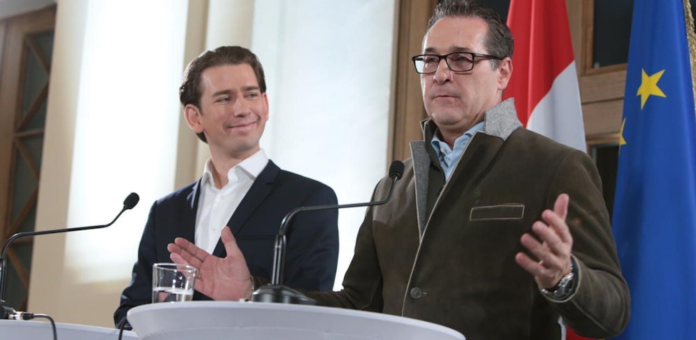 Die Stimmung ist gut: Sebastian und Kurz und Heinz-Christian Strache
