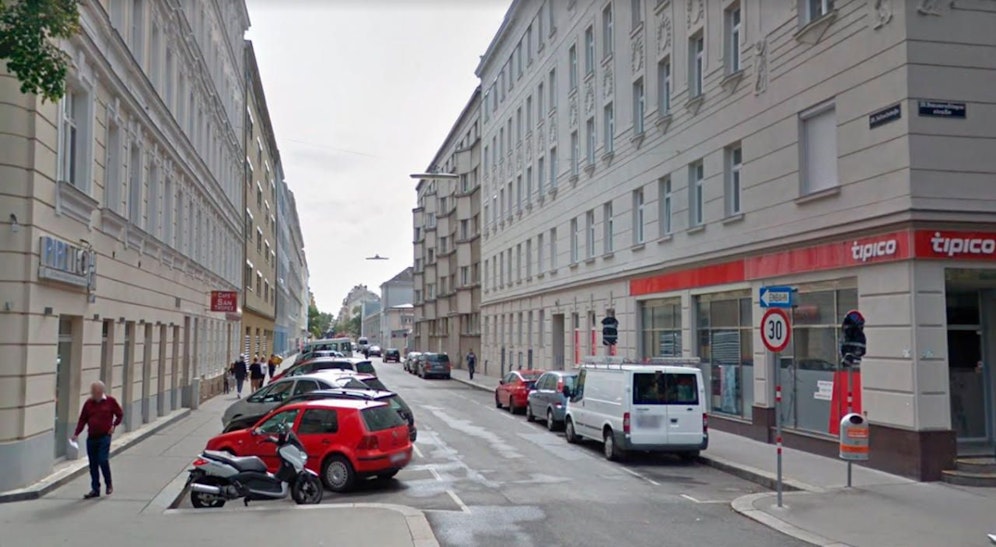 Blick vom Allerheiligenplatz in die Salzachstraße im 20. Wiener Gemeindebezirk