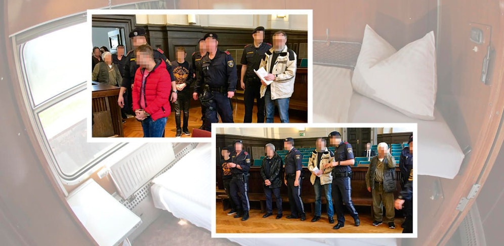 Die Angeklagten vor Gericht.