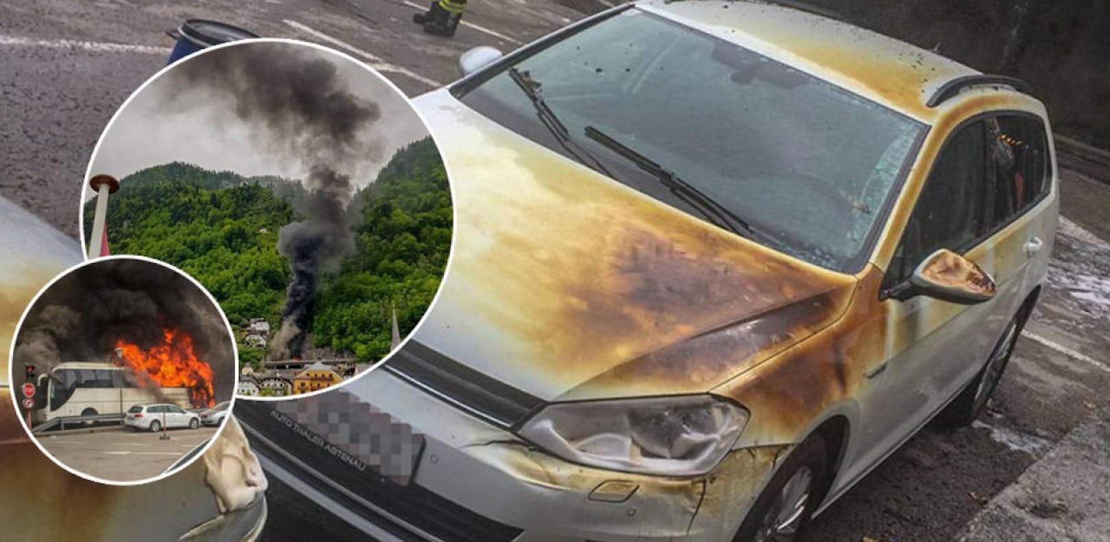 Geparkte Autos schmolzen in der Feuersbrunst