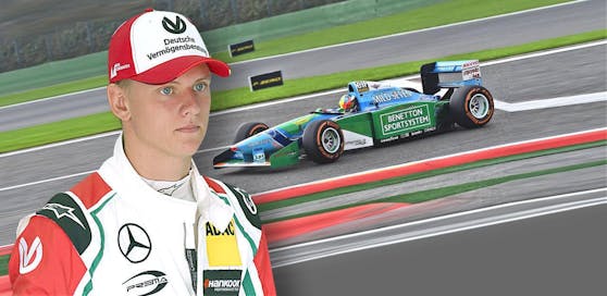 Mick Schumacher durfte in Spa eine Runde im 25 Jahre alten Benetton-Boliden seines Vaters Michael drehen. 