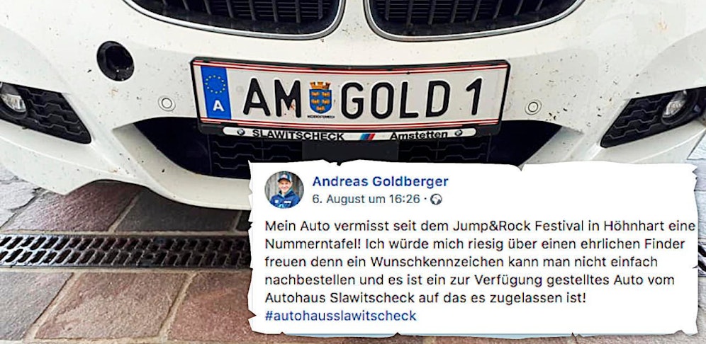 Andreas Goldberger wurde während eines Festivals sein Wunschkennzeichen gestohlen.