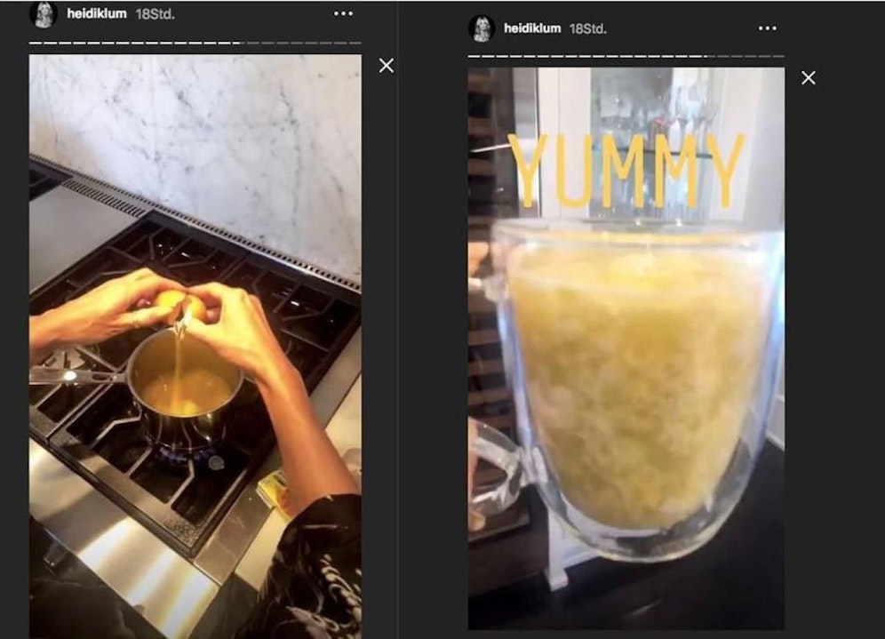 Das ist das Frühstück der Model-Mama...den Fans graust.