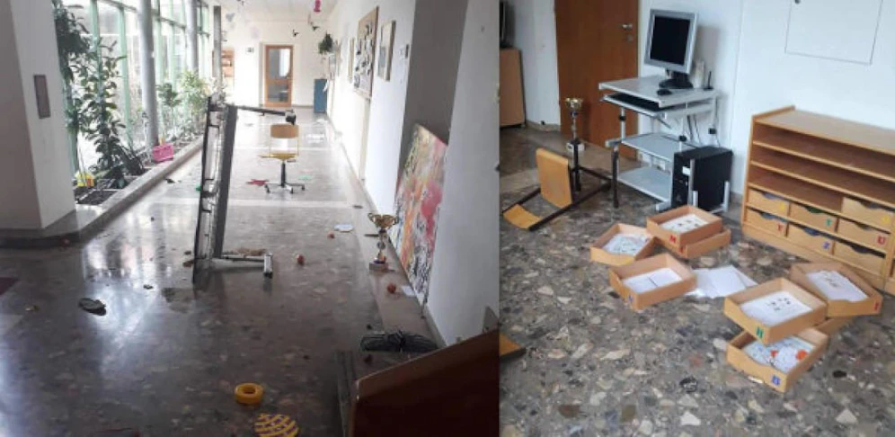 So sah die Schule nach der Party aus. 