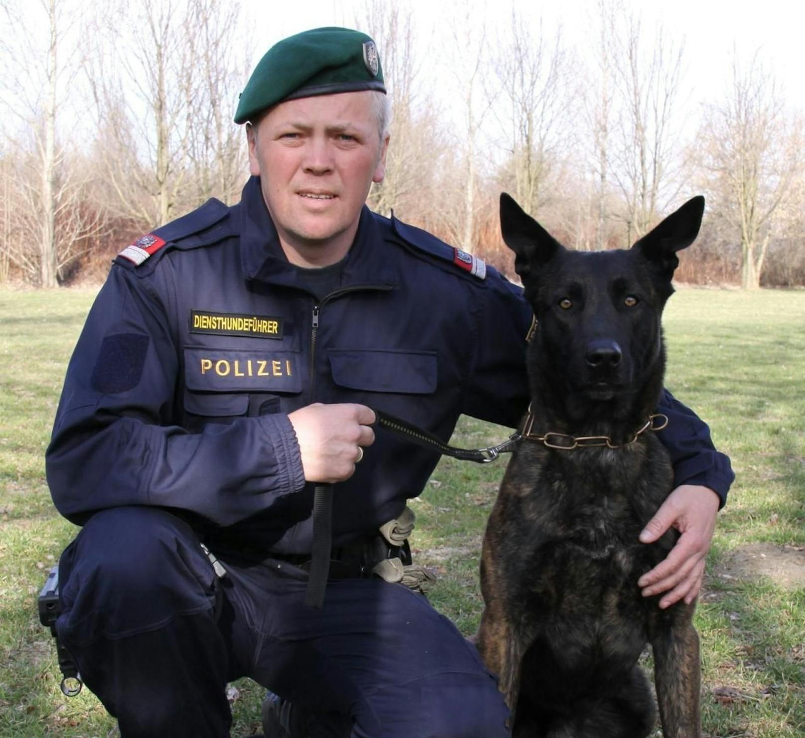 Polizeihund Argus fasste beim Donaukanal einen Einbrecher.
