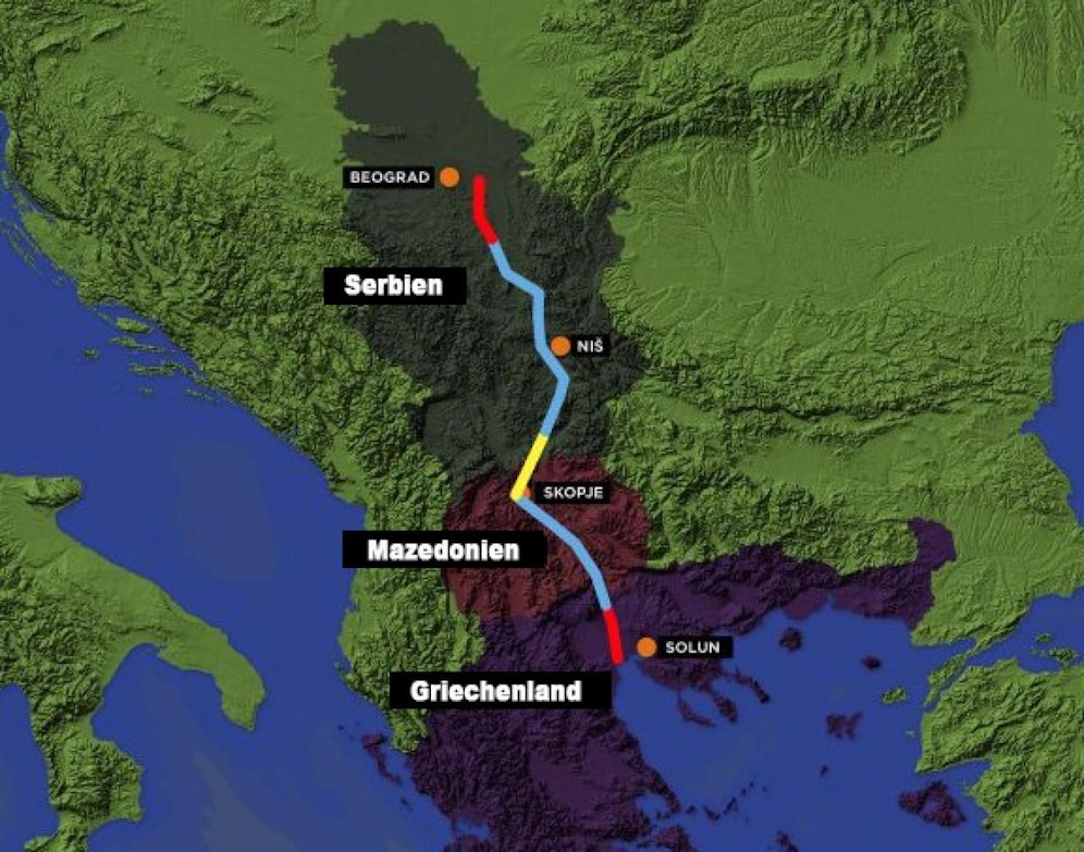 Der Kanal würde nach Belgrad von der Donau Richtung Süden abbiegen (Heute-Grafik/The Schiller Institute)