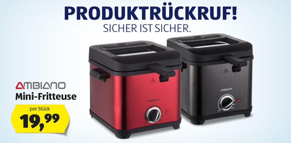 "Hofer" muss eine Mini-Fritteuse zurückrufen.