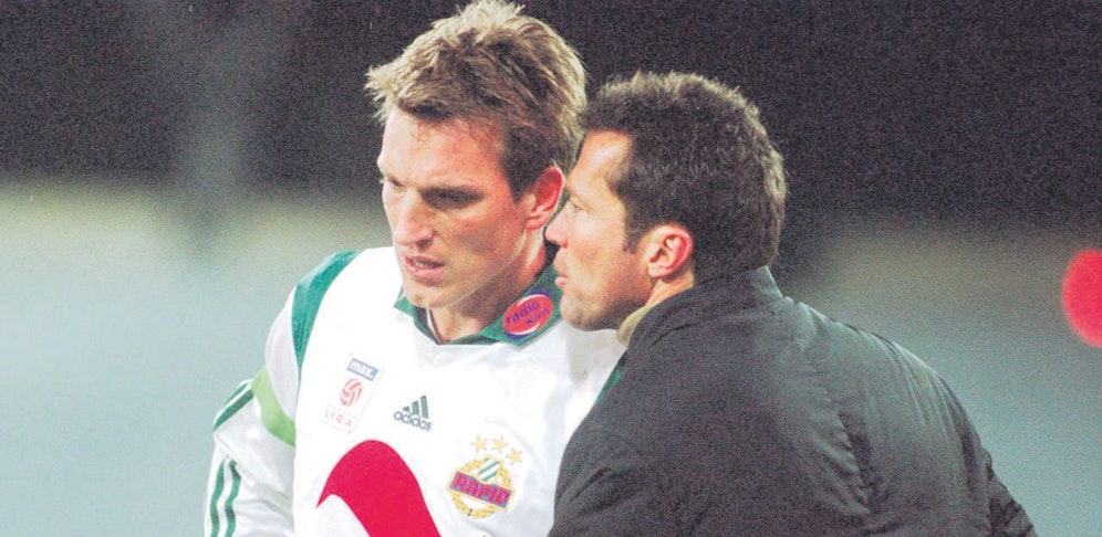 Lothar Matthäus mit Andi Herzog bei Rapid im Jahr 2002