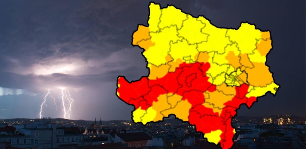 Von Südosten ziehen Unwetter auf die Bundeshauptstadt zu.