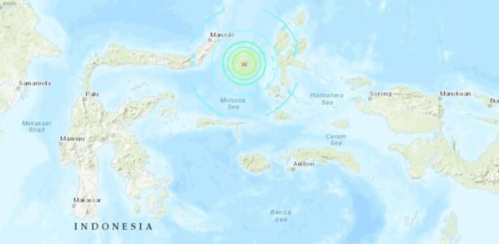 Das Beben ereignete sich vor der indonesischen Inselgruppe der Molukken.